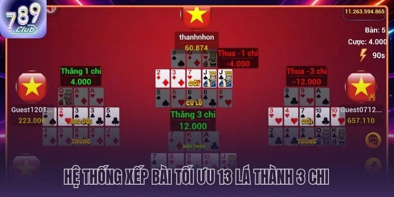 Quy trình phân bổ 13 lá mậu binh 789CLUB theo thứ bậc 3 chi