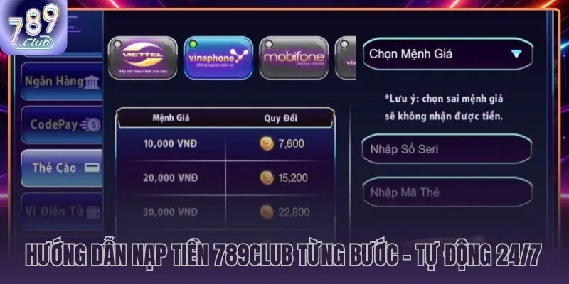 Rút tiền 789CLUB miễn phí xử lý tự động 24/7 toàn bộ cổng